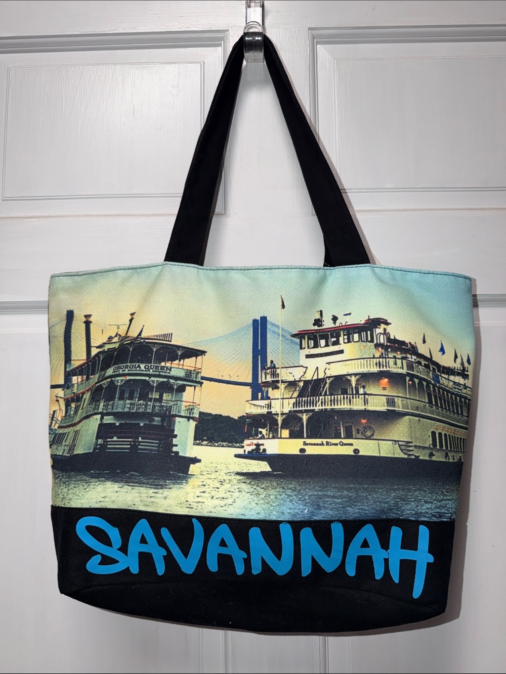 Robin Ruth Savannah Scenic Tote in Black, Turquoise, Cream